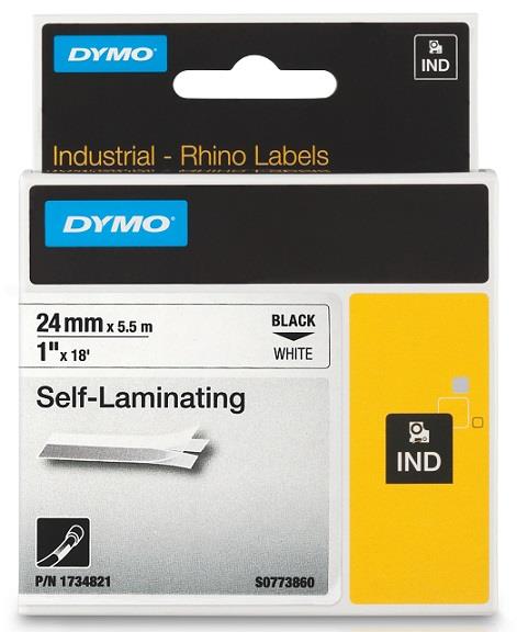 DYMO páska laminovací RHINO D1 24 mm x 5,5 m, černá na bílé, S0773860 - ROZBALENO