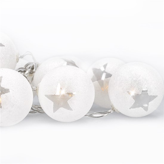 LEDKO LED řetěz vánoční koule, dekor hvězda, 10LED, 1m, časovač, 2xAA, IP20 1V226