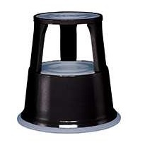 Pojízdná kovová kruhová stolička - černá