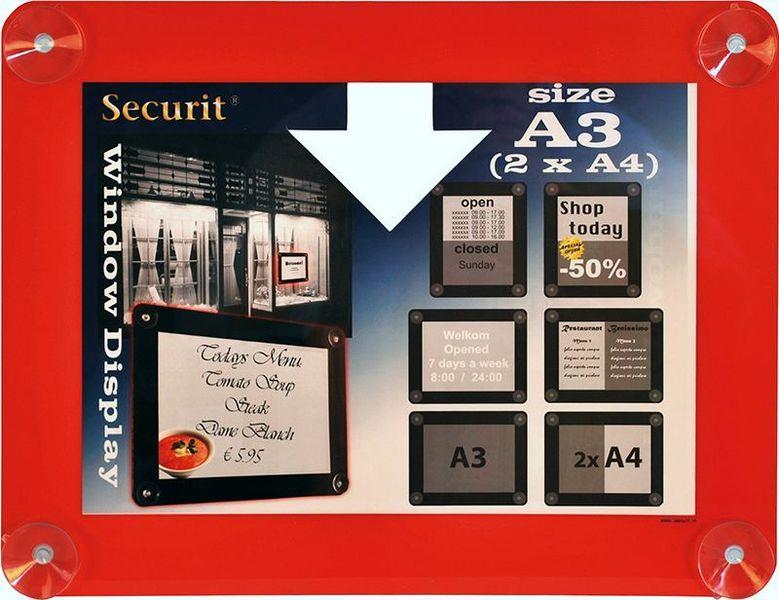 Securit Informační rámeček na sklo A3, červený